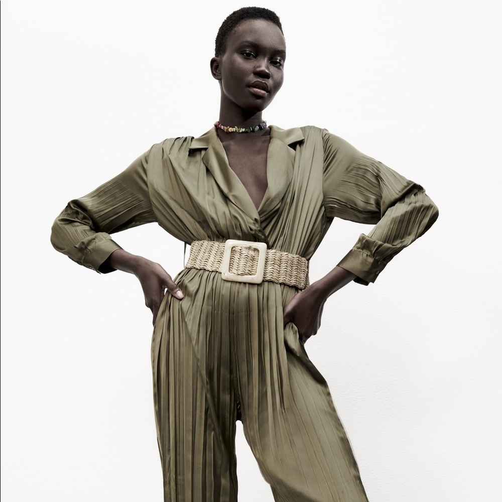 BELTED WRINKLED LOOK JUMPSUIT - Picture 3 of 13